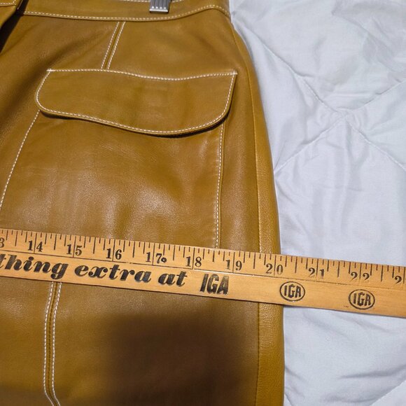 EUC LIKE NEW ELLEN TRACY LINDA ALLARD TAN GENUINE LEATHER PENCIL SKIRT SIZE 10 - Picture 15 of 16